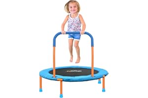 ATIVAFIT 36''Foldable Rebounder Band Big Handle Trampoline for Toddlers Kids With Super Safety Pad Foam Handle Oxford Padded Noise-Free Kids Cover Fun for Kids Indoor/Outdoor for 2-6 years old