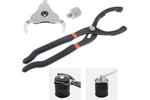 Keadic 2 Stück 30,5 cm langer Ölfilterzange und universell einstellbare 3 Backen 2-Wege-Ölfilterschlüssel Entferner Werkzeug Set Perfekt für Motorräder, Autos, LKWs und mehr