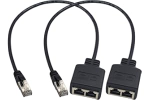 Duttek RJ45 Splitter Ethernet, RJ45 Ethernet Port Splitter, RJ45 1 Male to 2 Female Adapter for Ethernet Cat 5/CAT 6 LAN Ethernet Cable Extender Surf Online (Use Simultaneously) 50cm (1 Pair)
