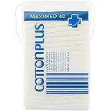 Cotton Plus MAXIMED 40 pz. - LINEA MEDICALE | MAXI QUADRATI PRETAGLIATI, 100% PURO COTONE PER USO MEDICALE | Ipoallergenici, 