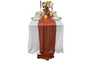 Dloapesy Cheesecloth Gauze Table Runner,Wedding Decor Arch Draping,Gauze Event Centerpiece Runner, Bridal Shower Runner (Terracotta, Large) (FLH31)