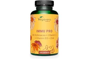 ‎VEGAVERO Immunsystem Komplex Vegavero | Mit Echinacea, Vitamin C, Vitamin D3, Selen, Ingwer und Zink | 120 Kapseln | Abwehrkräfte stärken* | Vegan