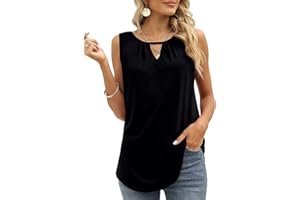 Cuptacc Débardeur Femme Ete sans Manches Col en V Top Femme Chic et élégant Keyhole Loose Tunique Femme
