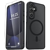CONSTRAIN - Samsung Galaxy A56 ile uyumlu A36 Kılıf Mat Magsafe ile uyumlu &Ouml;zellikli Renkli Kenarlı + Ekran Koruyucu Cam Set