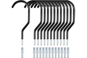 CENBEN 12 Packs Garage Wall Hooks, Screw-in Heavy Duty Garage Storage Hooks Bike Shed Hook Ladder Hook with Plastic Coated Wall/Ceiling Mounted for Garden Tools, Cleaning Utensils, Bicycles Hanging