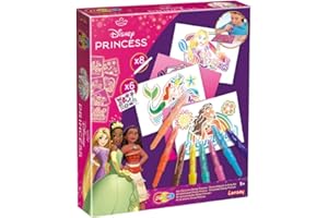 LANSAY BLOPENS - Disney Princess Activity Set - Pustende Malstifte mit wiederverwendbaren Schablonen - 6 Schablonen zum Ausmalen - Inklusive 8 Blopens - Fördert die Kreativität von Kindern - Ab 5 Jahren