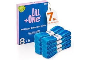 LillOne 8 Recharges UNIVERSELLLES Poubelles à Couches EXTRA LONGUES 7 Pli - Anti-Odeur - Compatibles avec Angelcare Tommee Tippee Twist & Click Simplee Tec LitterLocker et Autres - Lot de 8 Recharges