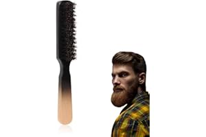 TIEGUANJIA Professional Beard Grooming Brush - Natural Hair Boar Bristles Fade Brush for Men's Facial Shave and Styling - Mustache Cleaning Tool for Beard Care