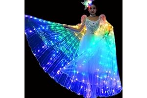 BOBASH Ali a LED per Adulti e Bambini, Mantello Con Aste Telescopiche per Danza del Ventre, Costume Con Ali a Farfalla