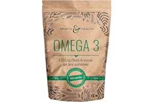 Oméga 3-400 gélules de qualité supérieure - 1000mg d'acides gras Oméga 3 par gélule - gélules d'huile de poisson testée en Allemagne