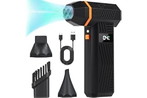 Longzhuo Druckluftstauber Elektrischer Luftstauber für PC, 200000 RPM Stauber für saubere 4 Getriebe Turbofan Luftgebläse Staubgebläse für Comtuper, Tastatur, Auto, Heimreinigung，im Freien (Orange)