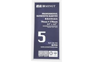 PCCB MINGT 50 Piezas Tamaño 5 Fundas Protectoras Profesionales de Plástico para Billetes, Bolsas OPP Protectoras para Dinero de Papel y Suministros de Colección de Monedas