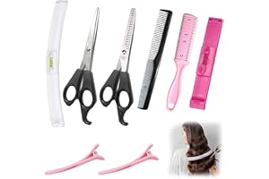 ENIYOU 8pcs Cortar Flequillo Recto Herramientas de Corte de Cabello y Tijeras Peine de Dos Puntas Clips Herramienta de Corte de Cabello Profesional Para el Hogar Cortar Flequillo Recto Cortar Flequillo Recto