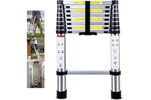 NINEACCY Telescopic Ladder 2.6M Multi-Purpose Folding Aluminium Telescoping Ladder Extendable Portable Loft Ladder Foldable Ladder with EN131 and CE Standard (8.5FT/2.6M)