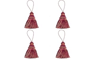 Fenghuangwu Elegant Polyester Tassel Key Tassel DIY Accessories for Furniture Light and Home Decoration 4 Packs (Mix Red)