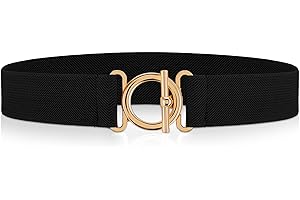 Amaxiu Ceinture élastique invisible pour femme avec boucle plate dorée pour jeans, pantalons, robes