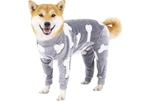 YOUCAI Pijama Felpa para Perros, Ropa Cálida Forro Polar Mono Suave para Perros Invierno Transpirable para Perros Medianos O Grandes En Climas Fríos,Gris,M