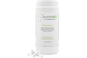 ‎ZEOLITHMED VULKANMINERALIEN Zeolith MED Detox-Kapseln, Medizinprodukt, hochdosiert, hochwirksam ultrafein 9µm, Apothekenqualität, Entgiftung von Schwermetallen, 100% Zeolith-Klinoptilolith, Entgiftungskur mit Vulkanmineralien