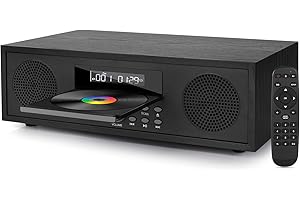 JOVELL Chaîne Hi-FI Lecteur DVD et CD, Micro-chaîne Rétro Stéréo 60 Watts, Micro-Système Audio Compact avec Bluetooth, Radio FM, Lecteur CD/DVD, Entrée Auxiliaire, Lecture USB et Sortie RCA pour TV (Noir)