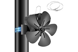 Ambesty Kaminventilator Magnetisch 5 Blätter, Kamin Ofenventilator mit Ersatzring Kaminbesteck Kaminöfen, Wärmebetriebener Ofen Ventilator ohne Strom, Umweltfreundlicher Hitzebetriebener