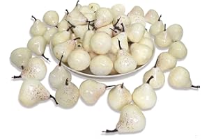 LAIIQI 30Pcs Realistic Mini White Fake Pears,Simulation Lifelike Pears,Artificial Fake Fruits Pear Model for Photoshoot Props Home Kitchen Party Decoration