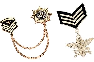 B Baosity 2 PCS Spilla Lega con Medaglia + Catena Ciondolo Stile Militare per Abbigliamento