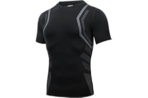 AMZSPORT Camiseta de Compresión para Hombre Camiseta de Manga Corta para Deportistas Correr Gimnasio