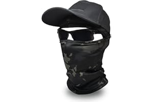 Sibo - Outdoor-Set (3-teilig): Taktische Klett-Cap + Outdoor-Schutzbrille + Elastische, atmungsaktive Sturmhaube für Airsoft, Paintball, Jagd, Wandern, Radfahren, Running, Skifahren