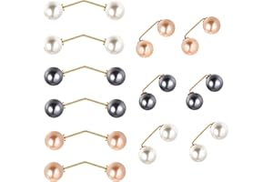 HORREX 12 Stück Künstliche Perlen Brosche Broschen für Kleidung,Doppel Faux Perlen Brosche Kragen Clip Schal Clip Doppelköpfige Perlen Cardigan-Brosche Ausschnitt Brosche Pullover Kleidung Sweater Shawl Clip