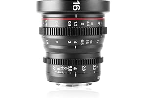 Meike 16mm T2.2 Manual Focus Wide Angle Fixed Prime Cinema Lens for M43 Micro Four Thirds MFT Mount Cameras and Cinema Camera BMPCC