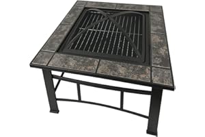 Brasero RayGar 3 en 1 - Feu en extérieur, barbecue et bac à glaçons - En métal - Housse de protection incluse FP44 noir