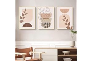 MKHFUW Lot de 3 posters, motifs de feuilles botaniques abstraites, art mural, style bohème, abstrait, dessin au trait de femme, sans cadre, design 07, 3 pièces - 20 x 30 cm