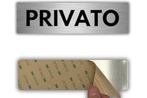 LEIASA | Segnale adesivo Privato - 5x18 cm - Spessore 0,8 mm - Alluminio - Cartello Zona Privata - Segno Accesso Riservato - Cartello adesivo 3M - Spazio Esclusivo