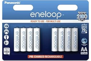 Panasonic Blister 8 Stilo AA Ricaricabili ENELOOP, Bianco