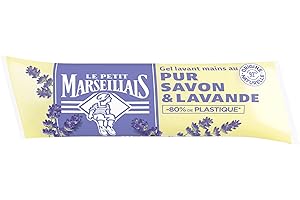 Le Petit Marseillais - Recharge Gel Lavant Mains Pur Savon & Lavande (berlingot de 250 ml) – Savon liquide avec 92 % d'ingrédients d'origine naturelle – Emballage avec -80% de plastique*
