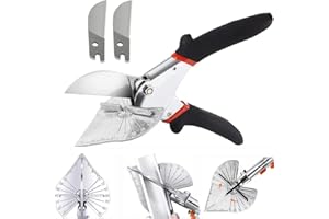 OUBESTY Multi Angle Miter Shear Cutter, Ousinby Miter Cutter 45 to 135 Degree Multi Angle Trim Cutter Adjustable Angle Scissors with 2 Spare Blades for Angular Cutting and Trimming of Softwood Plastic PVC