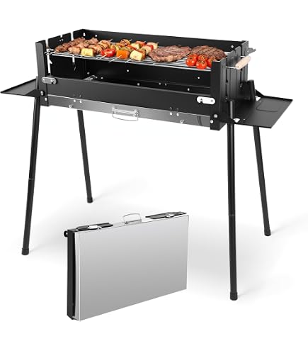 Denmay Groer Klappgrill Tragbar  Camping Grill Mit Gestell,  Holzkohlegrill Fr Picknick & Ausflge