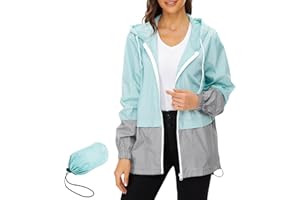 PONCEAU Ladies Waterproof Raincoat Windbreaker Thin Hooded Bicycle Rain Jackets Wind Jacket Packable Travel Active Outdoor