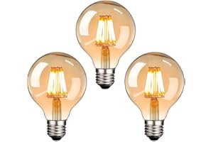 Nuodifan, 3 lampadine a LED Edison E27, 8 W, dimmerabili, stile vintage, in vetro ambrato (500 lumen, 2700 K), ideali per illuminazione decorativa con stile antico