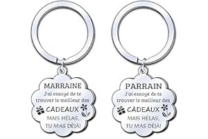 LUODAN Marraine Parrain Porte-clés Cadeau,Porte-clés de de Parrain Marraine,Cadeau de fête des pères,Cadeau de fête des mères,Cadeaux d'anniversaire,Cadeaux de Noël
