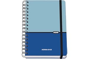 Dohe - Agenda Escolar 2024 2025 - Semana Vista, Tamaño A5 (15x21 cm), Cierre Anillas y Goma, Español e Inglés, 4 Páginas de Pegatinas, Septiembre a Junio, Material Escolar - DUO Azul