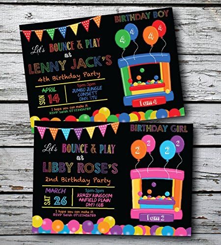10 Personalised Kids Bouncy Castle Boy Girl Birthday Party Invitations Invites