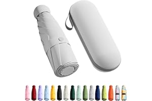 Trenovo Reise-Regenschirm – Mini Faltbarer kompakter Regenschirm mit Etui, 8 Rippen, leichter tragbarer Regenschirm, kleiner Sonnen- und Regenschirm, Taschenschirm für Mädchen und Frauen