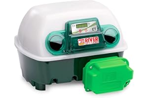 ZOOTEC River Incubatrice per Uova Automatica Digitale con Girauova, capacità 12 Uova di Gallina, Anatra, Oca, Tacchino, 48 Uova di Quaglia,Rettili,Tartaruga, Basso Consumo 1kW/Giorno, Made in Italy