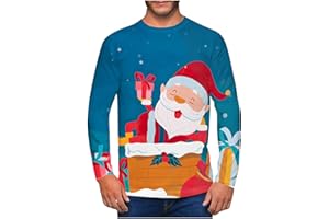 LUOLUOLUO Clearance Men's Merry Christmas Jumper, Xmas Sweatshirt Santa Claus Novelty Pullover Snowman Sweater Top Long Sleeves Crew Neck Jumpers Adult Christmas Sweatshirt Boys Festive Santa Tops S-5XL