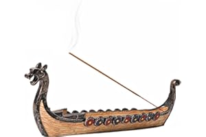 Jueyeek Retro Dragon Boat Incense Holder Stick Holder Burner Viking Boat Incense Hand Carved Carving Censer Ornaments