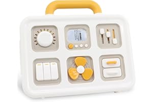 Clnyrwcb Toddler Busy Board for 1-3 Year Olds, 6-in-1 Montessori Sensory Toys with Fidget Switches & Gears, Travel Activity Toy for Airplane Car, Screen-Free Learning Gift for Boys Girls 1 2 3