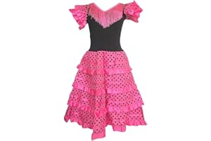 LA SEÑORITA La Senorita Vestido de flamenca España / Disfraz para niñas/infantil – Rosa/negro
