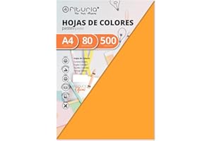 OFITURIA Pack 500 Hojas Color Naranja Claro Tamaño A4 80g
