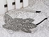Alilang Schwarz Gunmetal Pailletten Perlen Blumenblatt Strauß Retro Flapper Blitzend Mode Haar Hauptband Haarband Haarreif - 